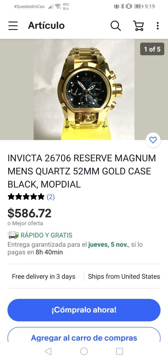 joyas, relojes y accesorios - vendo invicta Volt Zeus modelo 60706