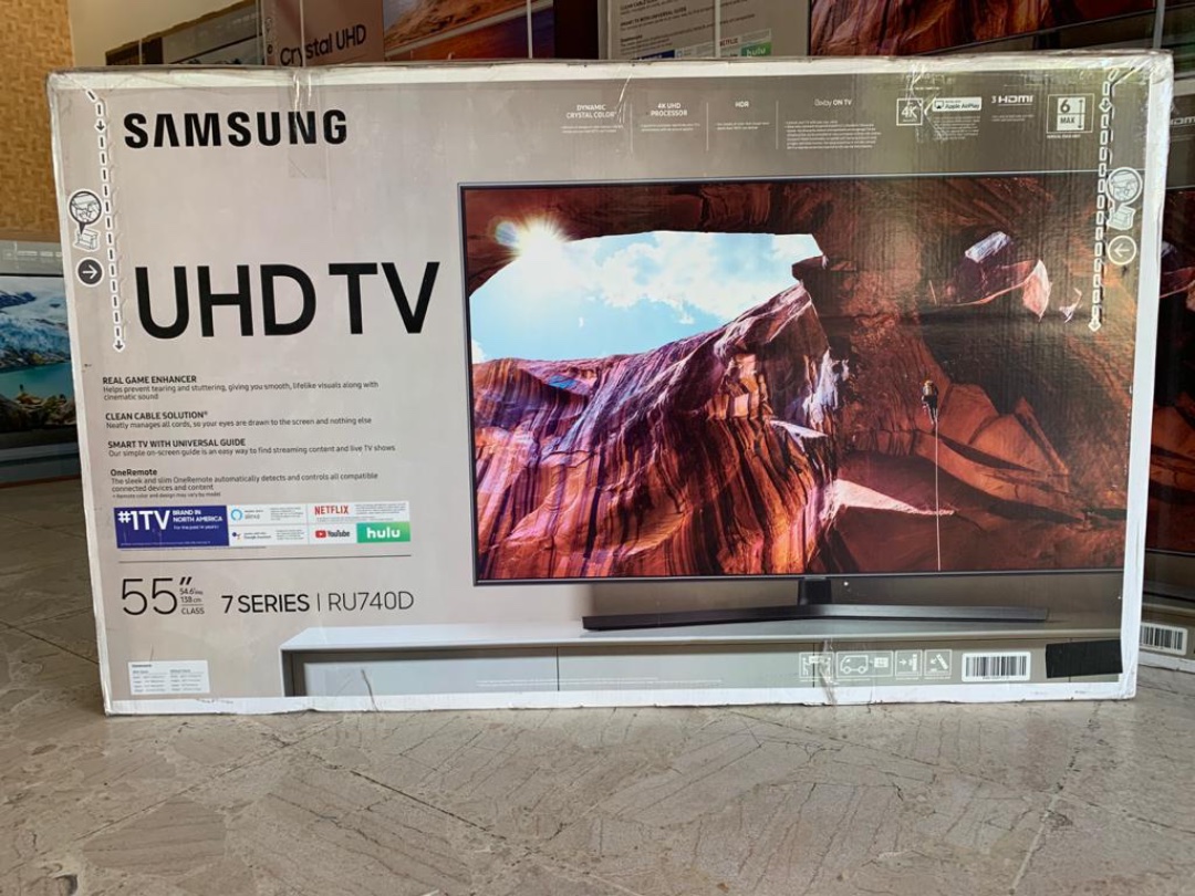tv - ✅ Tv SAMSUNG DE 55”(serie7|RU7400) + |BASE DE PARED,BOCINA Y HDMI 🎁|