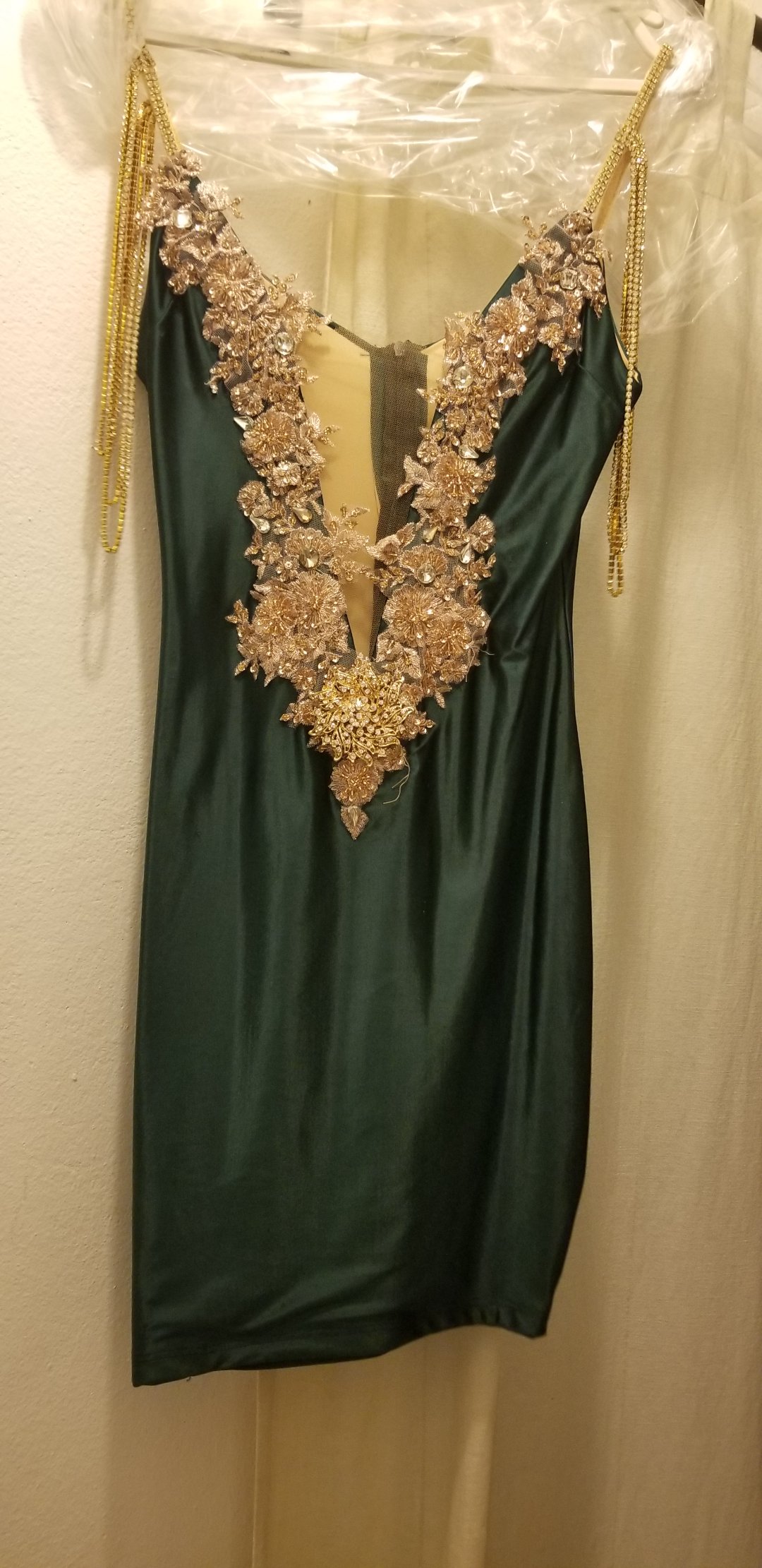 ropa para mujer - Vestido de Noche Verde y Dorado 