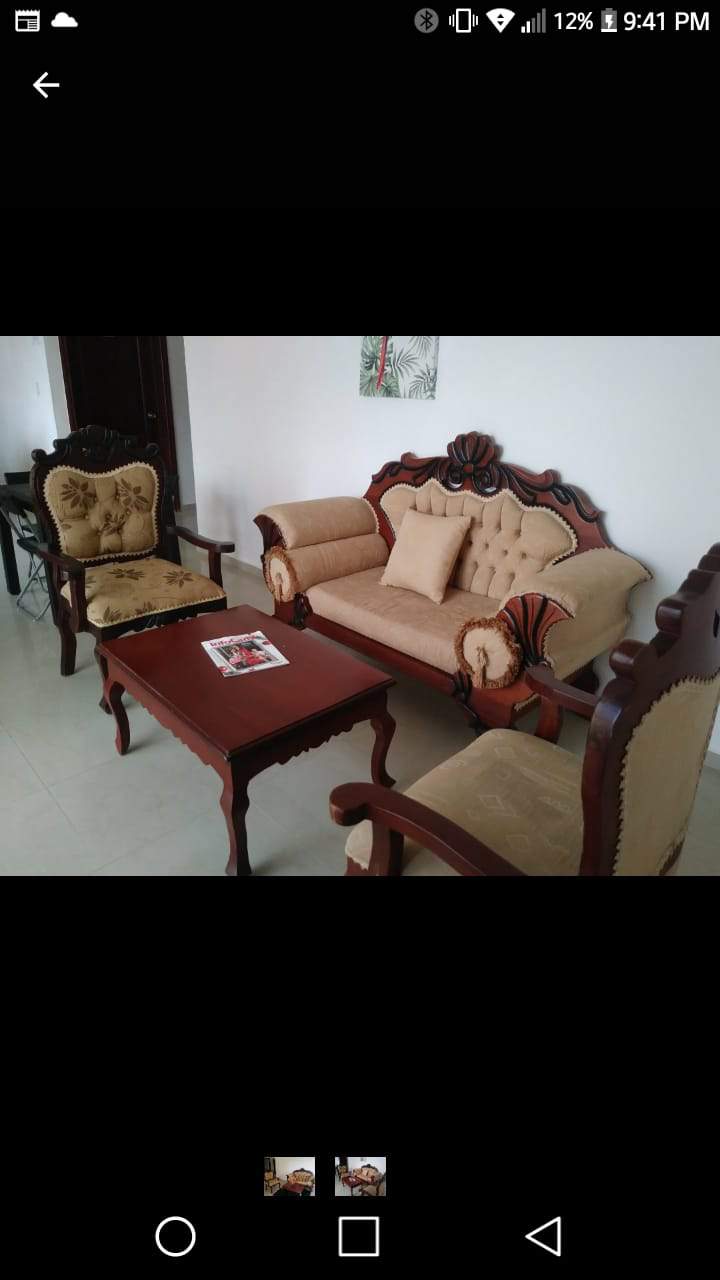 muebles y colchones - juego de sala en caoba tapizado