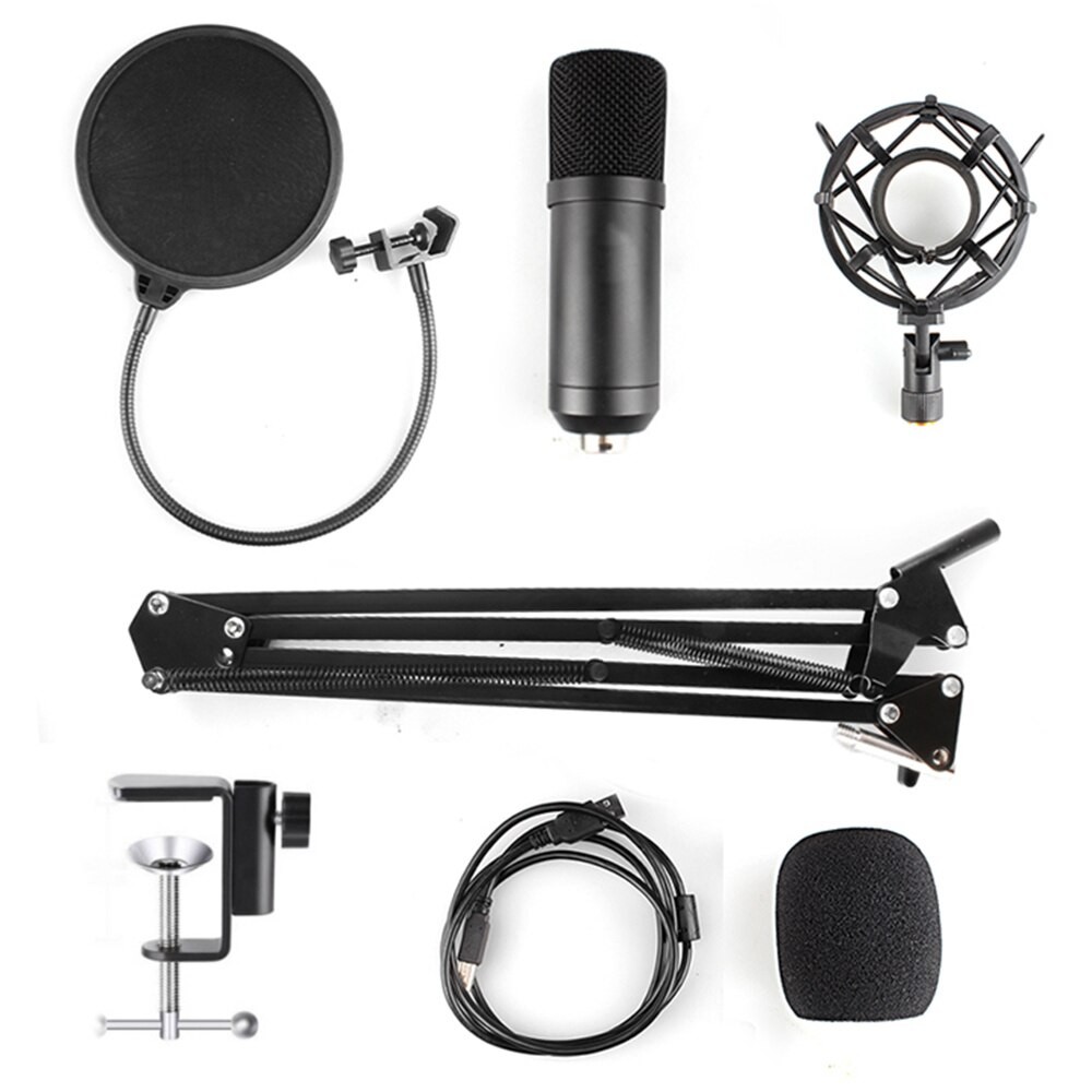 Microfono De Condensador Profesional Kit EStudio + Araña + anti pop pedestal USB 2