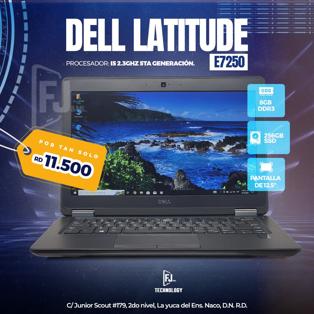 computadoras y laptops - ESPECIAL LAPTOP DELL LATITUDE E7250 i5 2.3GHZ, 8GB DDR3, 256GB SSD, GRAPHICS 4GB