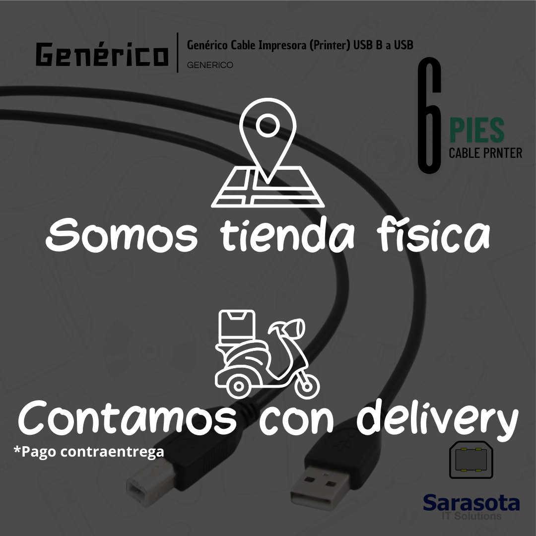accesorios para electronica - Cable de impresora o Printer, USB a USB-B  6 pies 1