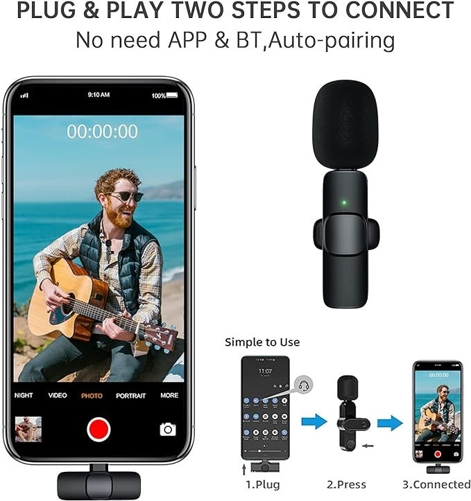 accesorios para electronica - Microfono inalambrico para iPhone y tipo c ideal para entrevista 2