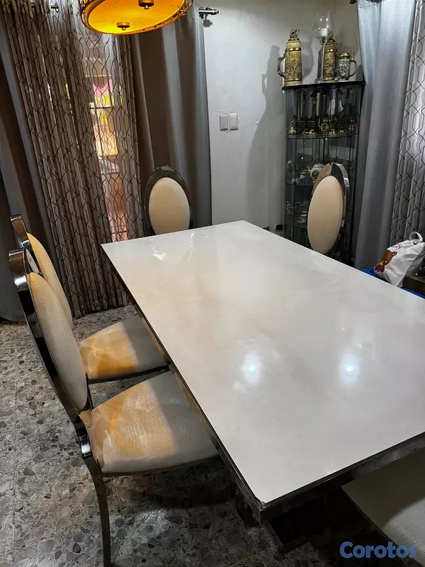 muebles y colchones - Comedor moderno de 6 sillas con cristal reversible 6