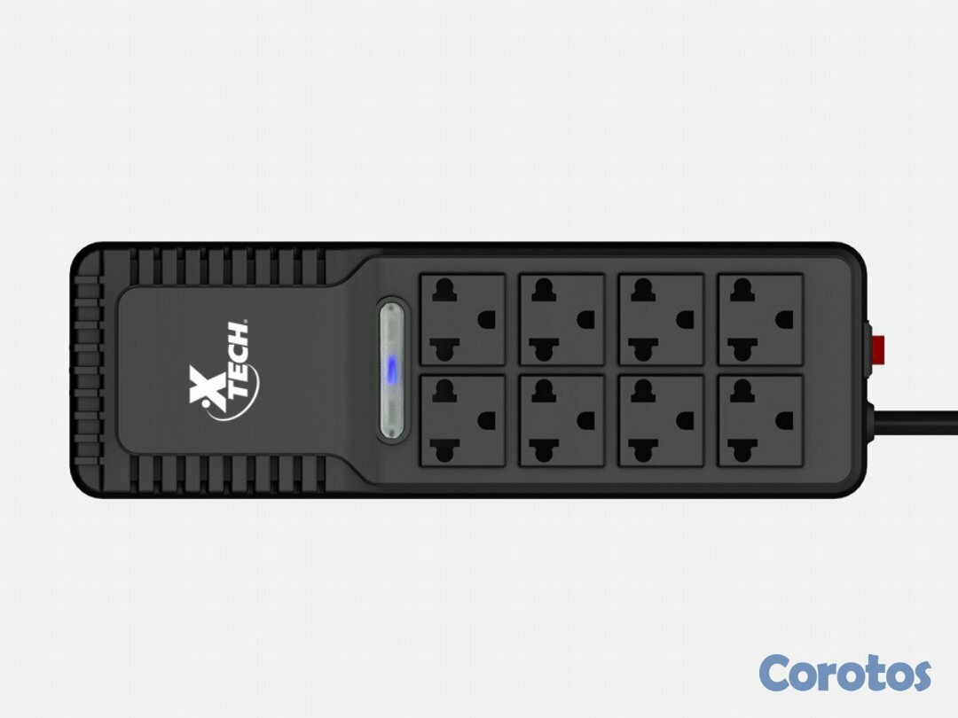 computadoras y laptops - REGULADOR DE VOLTAJE XTECH CON 8 TOMAS (4 CON PROTECCION), 1000VA, 500 WATTSS 1