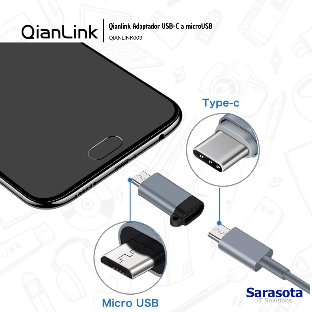 accesorios para electronica -  Adaptador USB C a Micro USB marca Qianlink 1