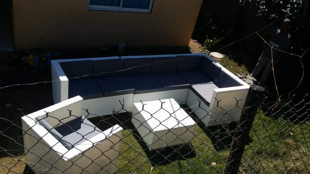 muebles y colchones - muebles blanco para tu terraza o para tu exterior en mimbre sintético 2