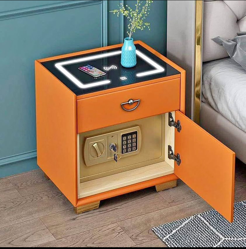 accesorios para electronica - mesita de noche con caja fuerte  0