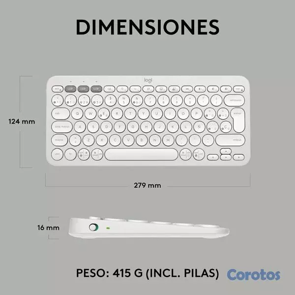 computadoras y laptops - TECLADO  BLANCO LOGITECH PEBBLE KEYS 2 K380S WIREL 4