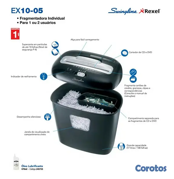 computadoras y laptops - TRITURADORA DE PAPEL SWINGLINE EX10-05, CAPACIDAD DE CORTE MANUAL 10 HOJAS  3