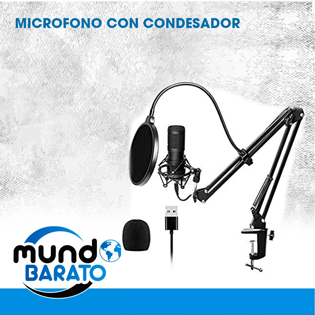 otros electronicos - Microfono De Condensador Profesional Kit EStudio + Araña + anti pop pedestal USB 0
