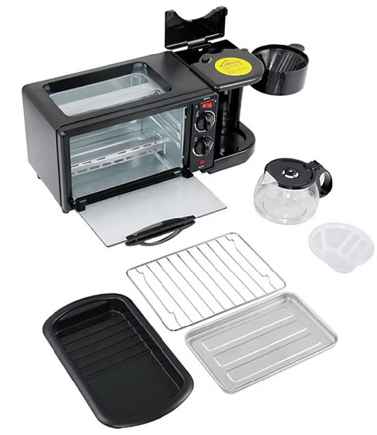 cocina - Máquina desayuno multifuncional 3 en 1 cafetera, horno y tostador Sk-145 4