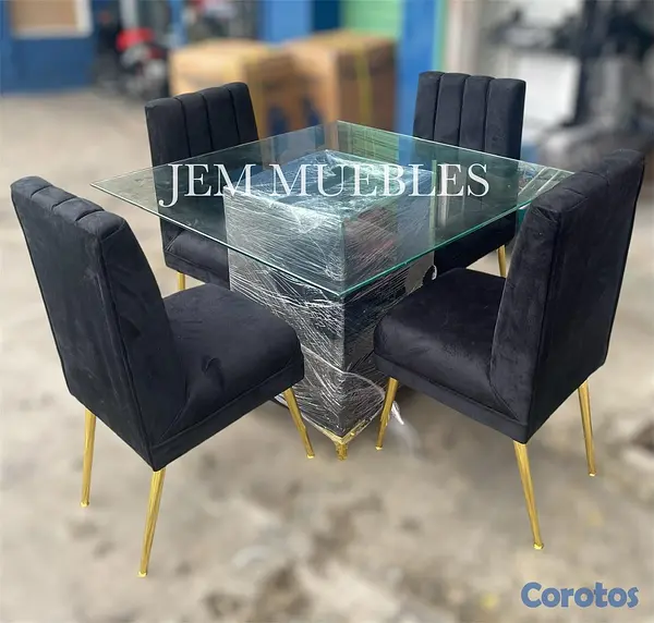 muebles y colchones - Juego de comedor moderno de 4 sillas  1