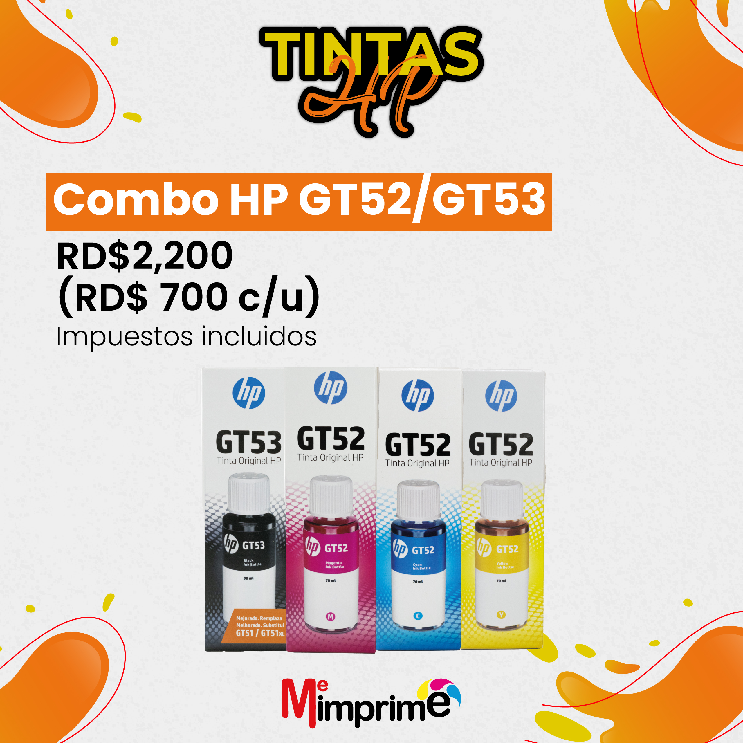 impresoras y scanners - Combo de Tinta HP GT52/GT53