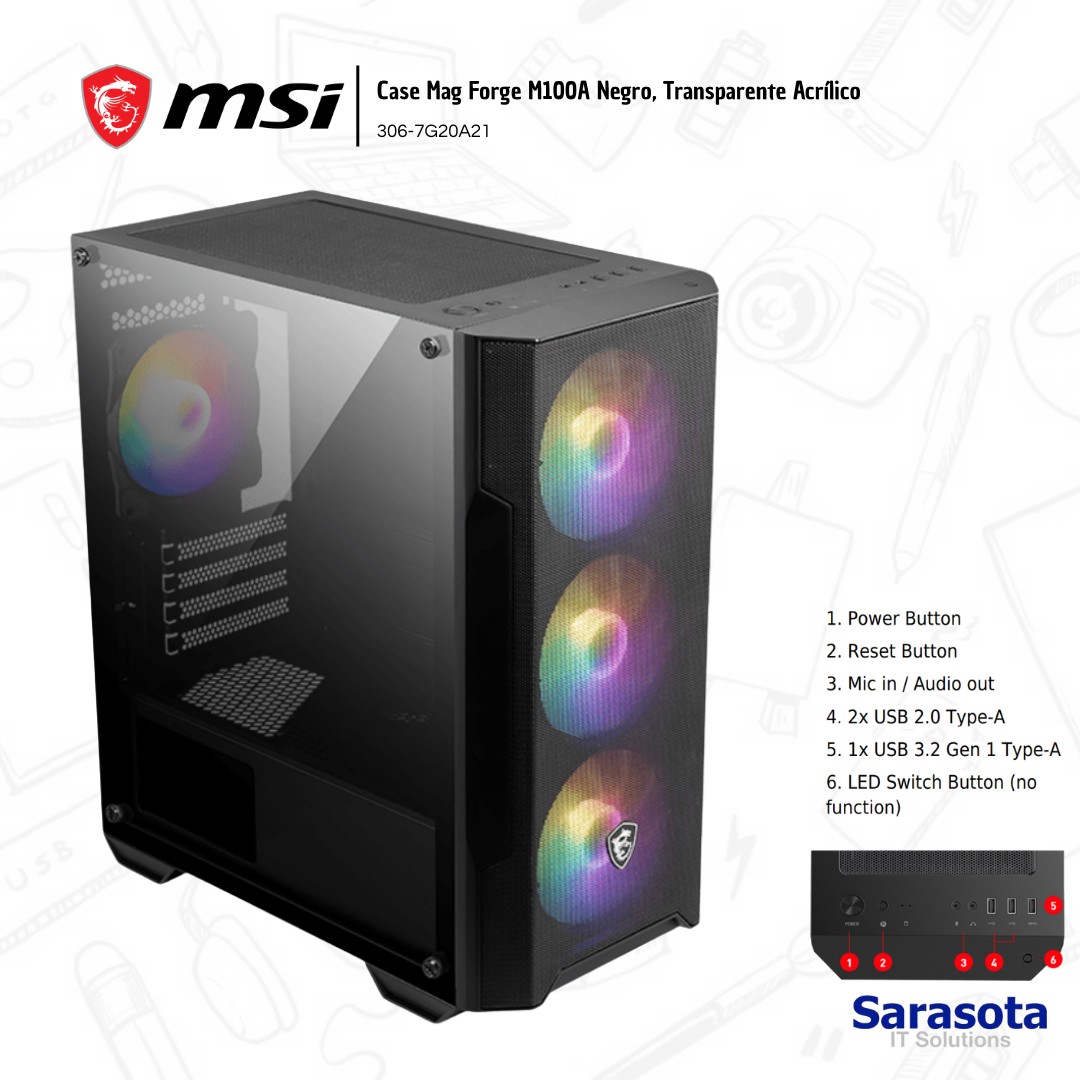 computadoras y laptops - MSI Case Mag Forge M100A Negro acrílico 0