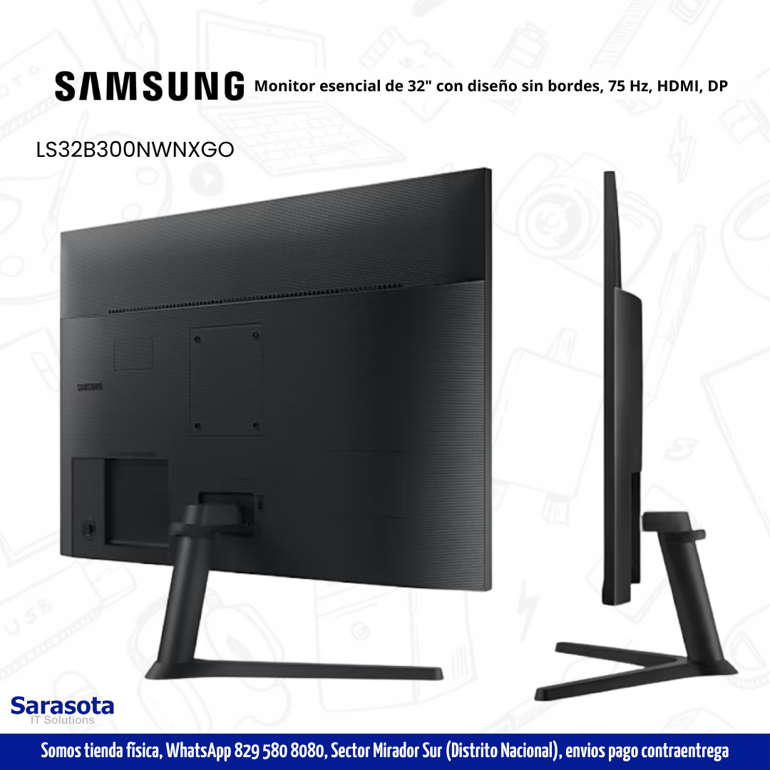 computadoras y laptops - Samsung Monitor Esencial 32" LS32B300NWNXGO 1