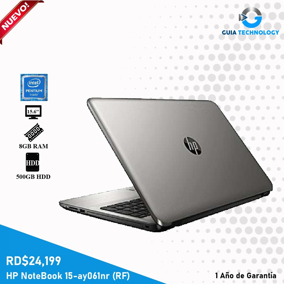 Laptop HP Notebook 15 ay061nr Pentium  500GB HDD 8GB RAM Incluye Mouse y Mochila