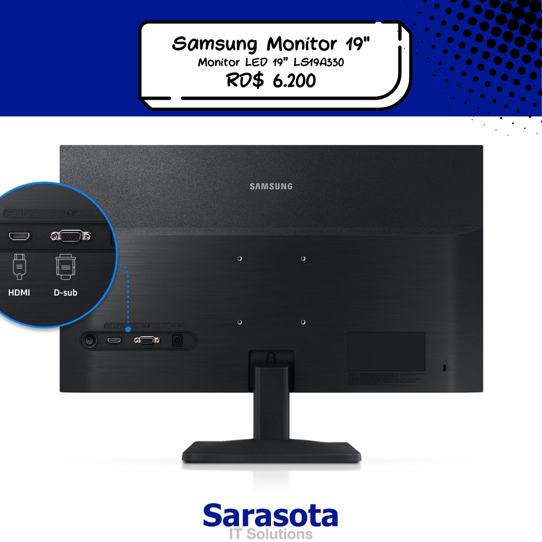 accesorios para electronica - Monitor Samsung 19 plano led modelo S33A 2