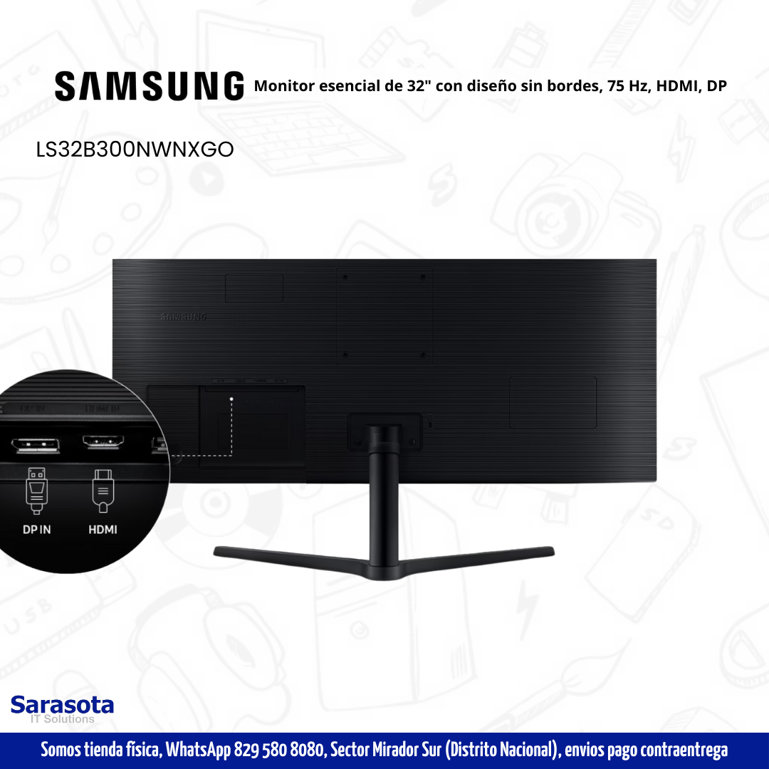computadoras y laptops - Samsung Monitor Esencial 32" LS32B300NWNXGO 2