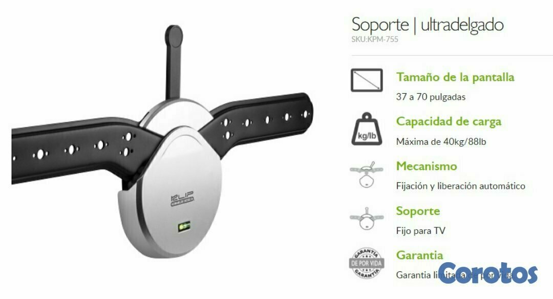 computadoras y laptops - SOPORTE PARA MONITOR LCD CURVO, KLIPX, 37-70" FIJO, PESO MAX 40KG/88LB (KPM-755) 2