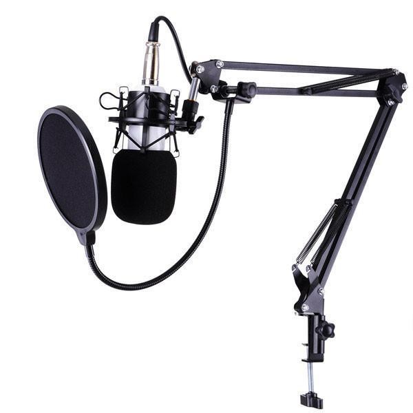 Microfono De Condensador Profesional Kit EStudio + Araña + anti pop pedestal USB 3