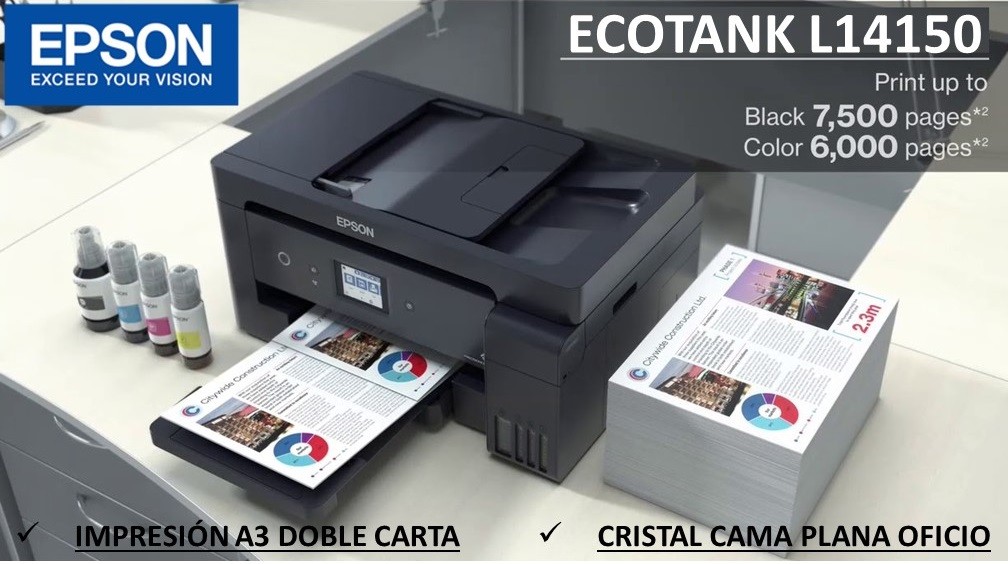 computadoras y laptops - MULTIFUNCION EPSON IMPRESION  13x19 PULGADAS  L14150 BOTELLA DE TINTA DE FABRICA
