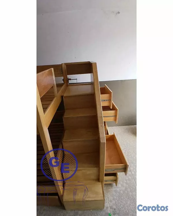muebles y colchones - Camarote triple en madera de Roble  7