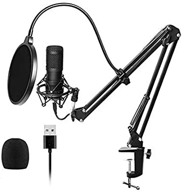 otros electronicos - Microfono De Condensador Profesional Kit EStudio + Araña + anti pop pedestal USB 5