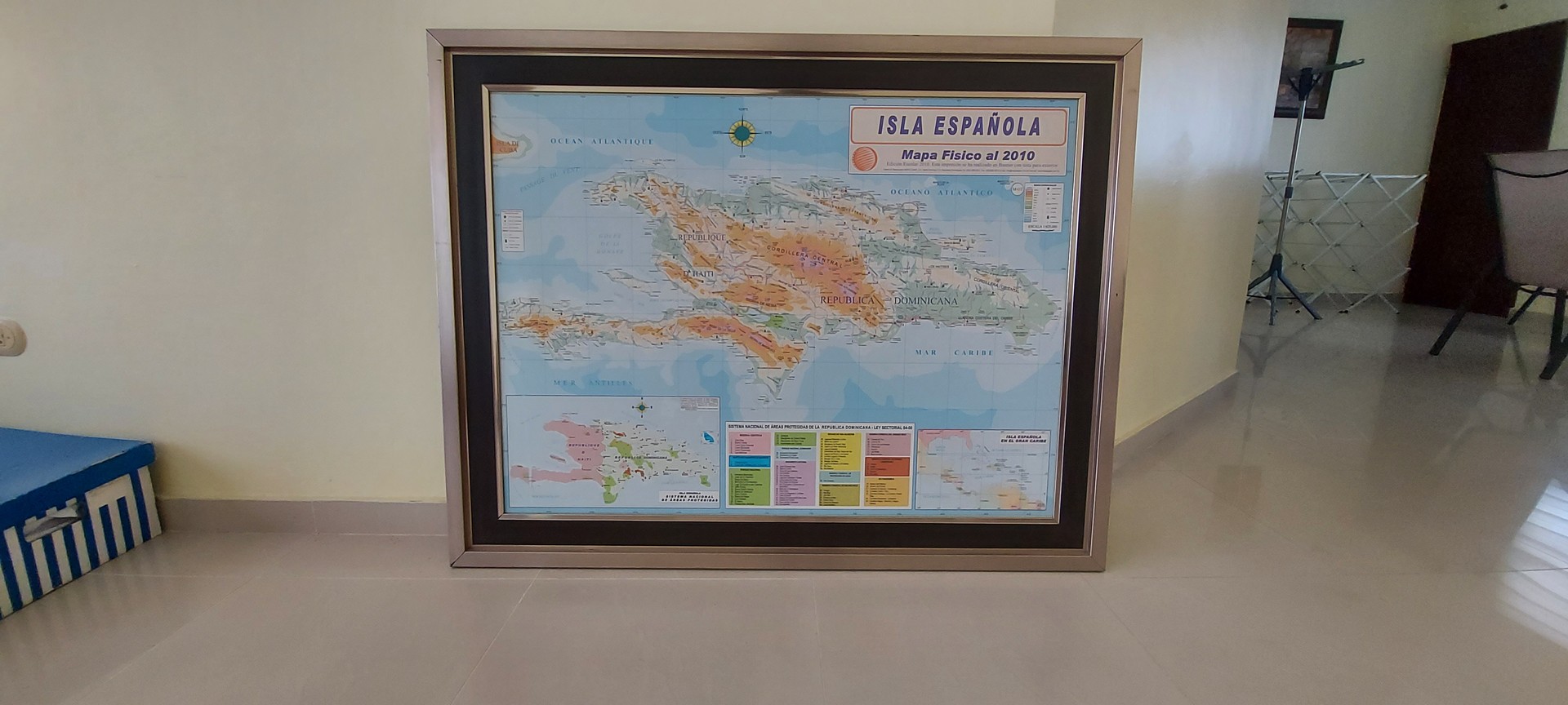 arte y antigüedades - Cuadro mapa isla republica dominicana