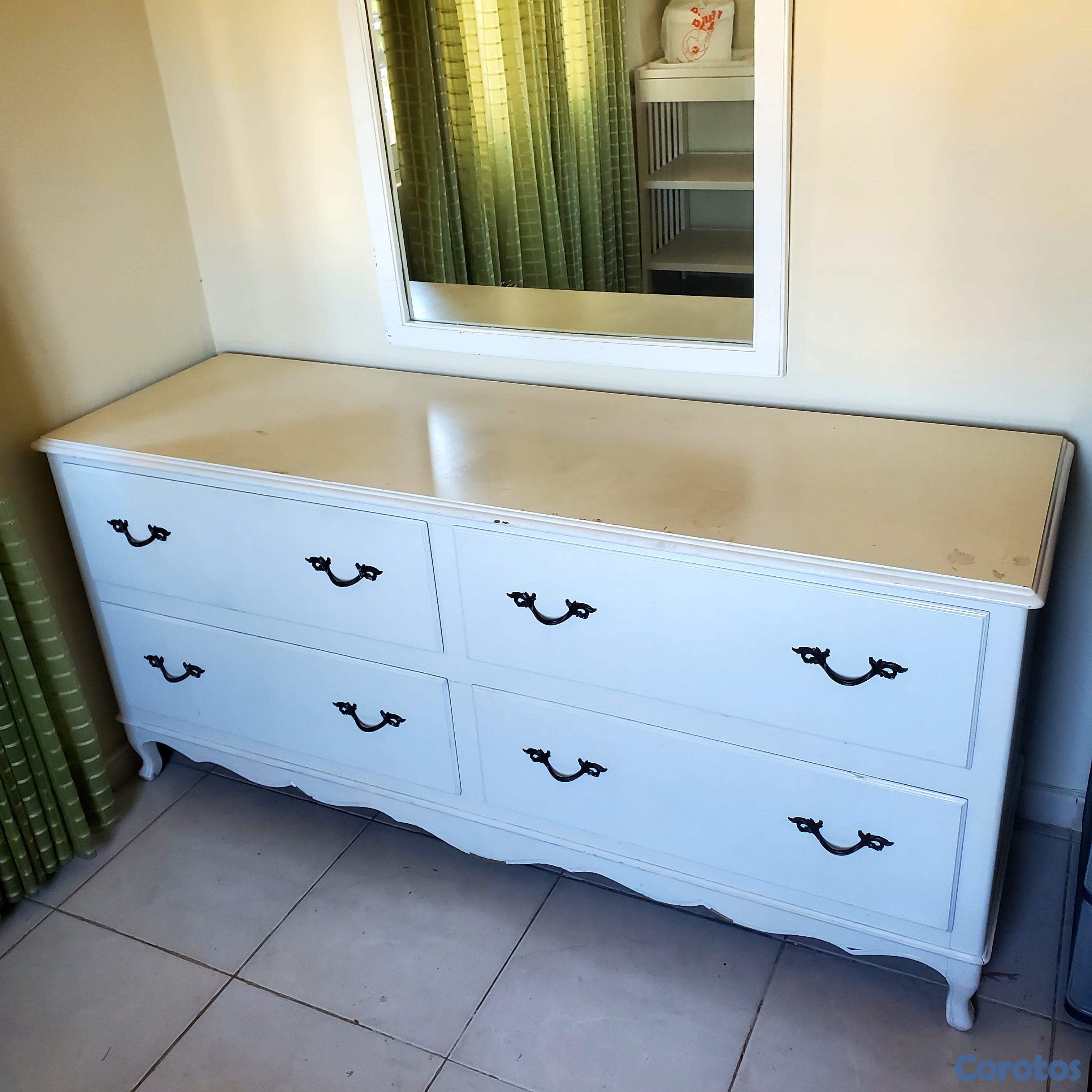 muebles y colchones - Gavetero Comoda 4 cajones. Espejo. Madera Solida 10