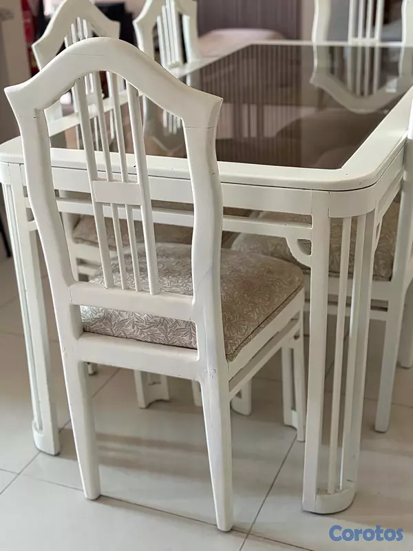 muebles y colchones - COMEDOR BLANCO 6 SILLAS 3