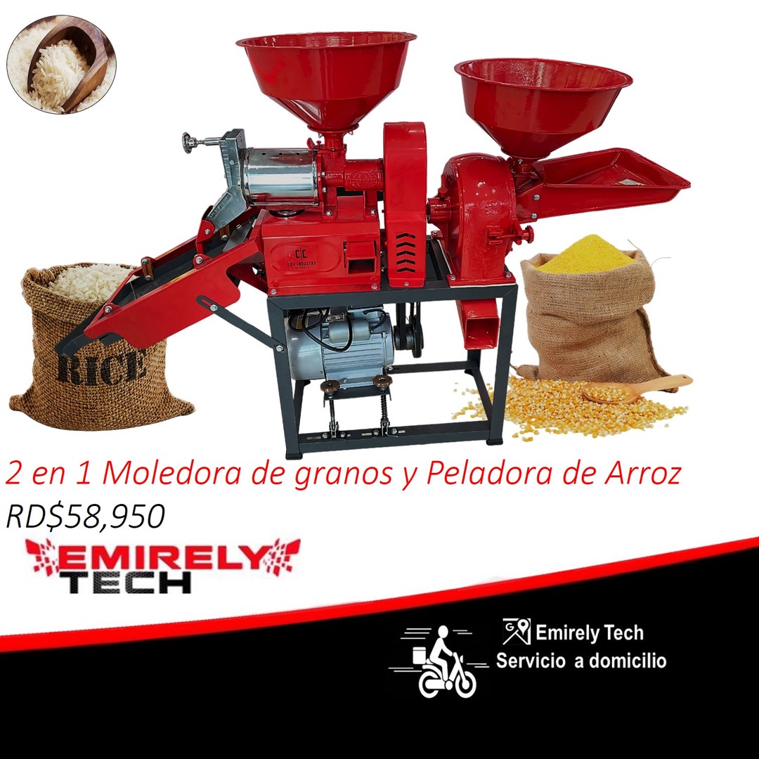 equipos profesionales - Moledora molino trituradora trilladora de granos y peladora de arroz 2 en 1