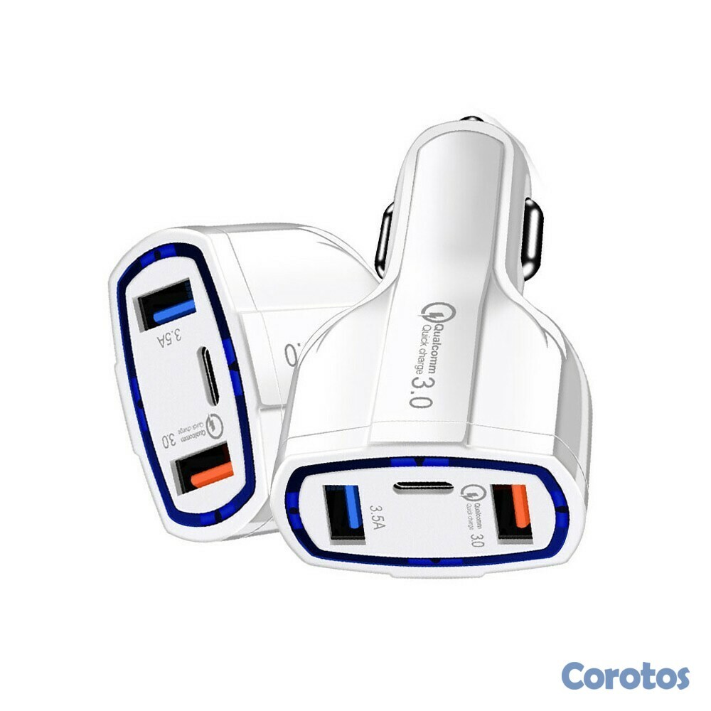 otros electronicos - Cargador de vehículos de 3 puertos carga rapida con puerto tipo C 2