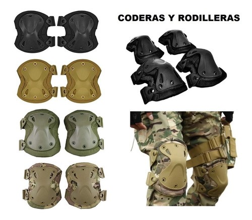 deportes - Kit juego de rodillera y codera táctica, ciclismo motocicleta paintball airsoft 1