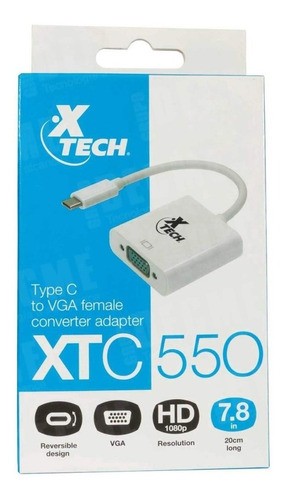 computadoras y laptops - ADAPTADOR XTECH USB TYPE C,  A VGA HEMBRA. (XTC-550)