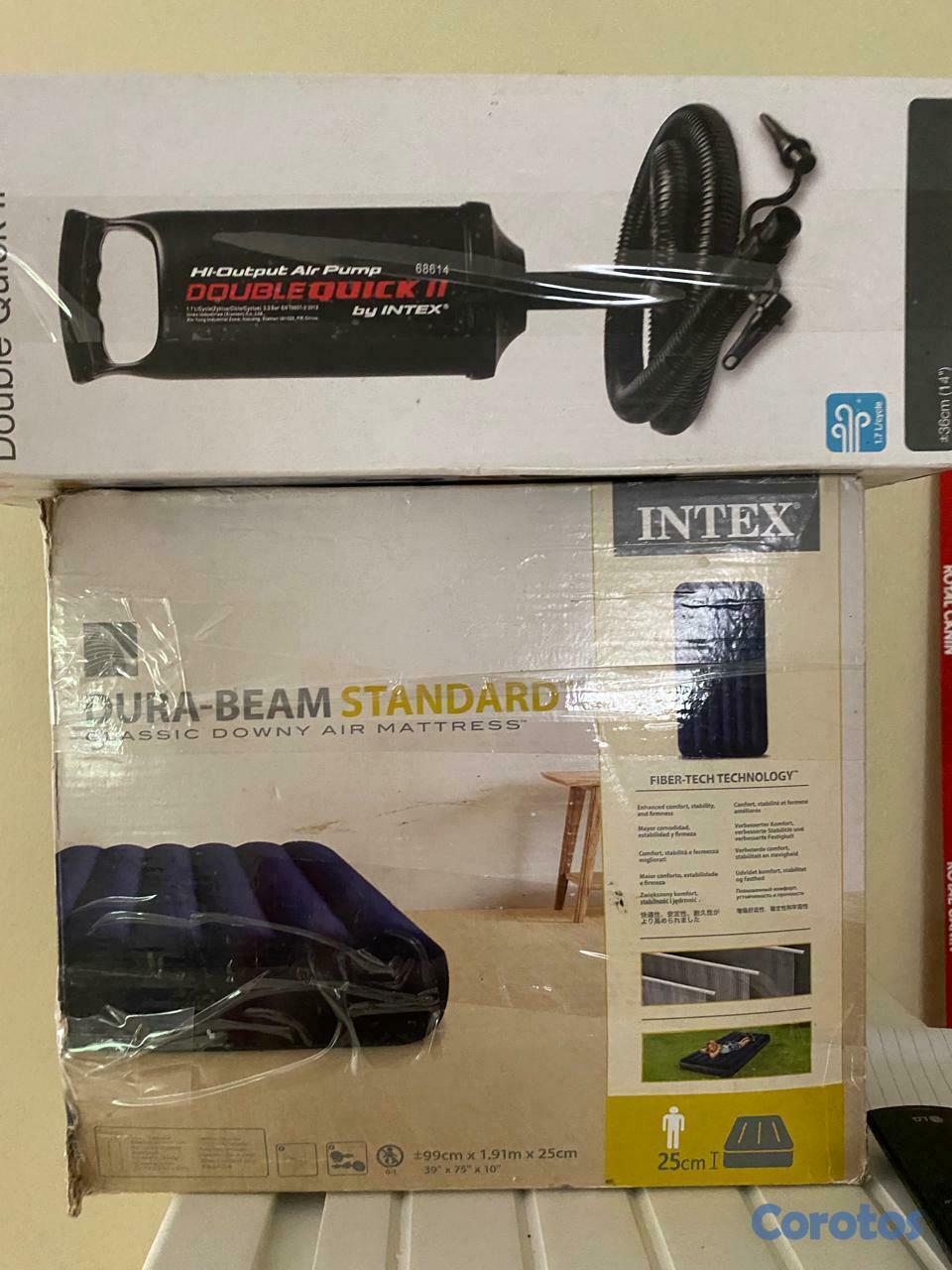 muebles y colchones - Colchón Inflable Intex + Bomba Manual 1