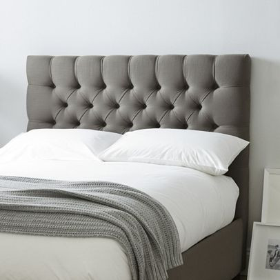 muebles y colchones - Cama tapizada color gris y colchón