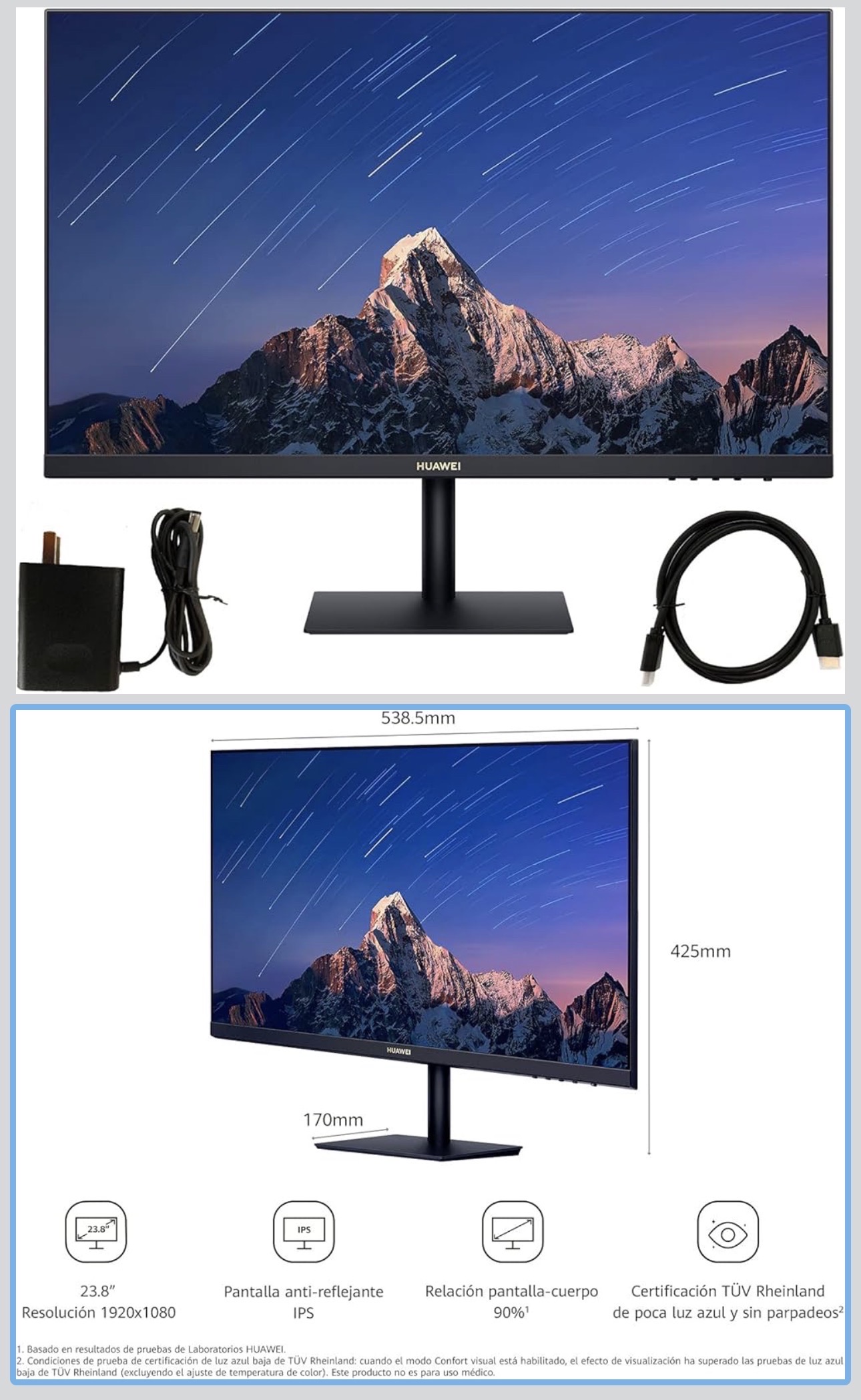 accesorios para electronica - HUAWEI Monitor 24", resolución 1920 x 1080, relación de aspecto 16:9, negro 3