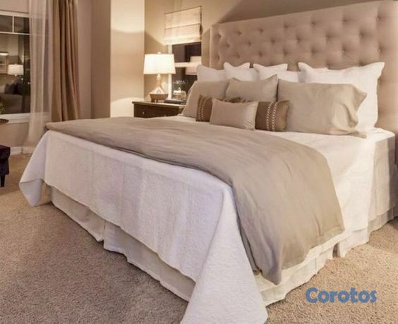 muebles y colchones - Cama tapizada color Beige+ colchon. Nueva 2