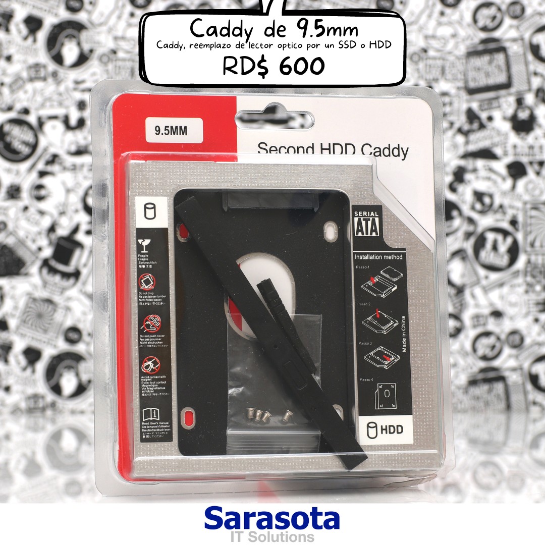 accesorios para electronica - Caddy de 9.5mm Reemplazo de lector óptico por un SSD o HDD