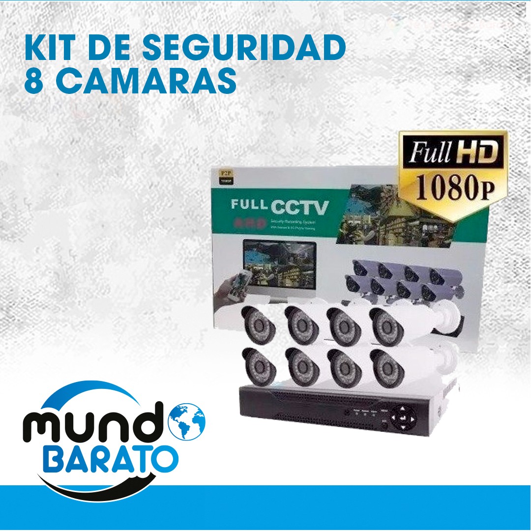 camaras y audio - Kit 8 Camaras de Seguridad 1080p full HD 4k Dvr 8ch Hdmi Exterior Interior CCTV