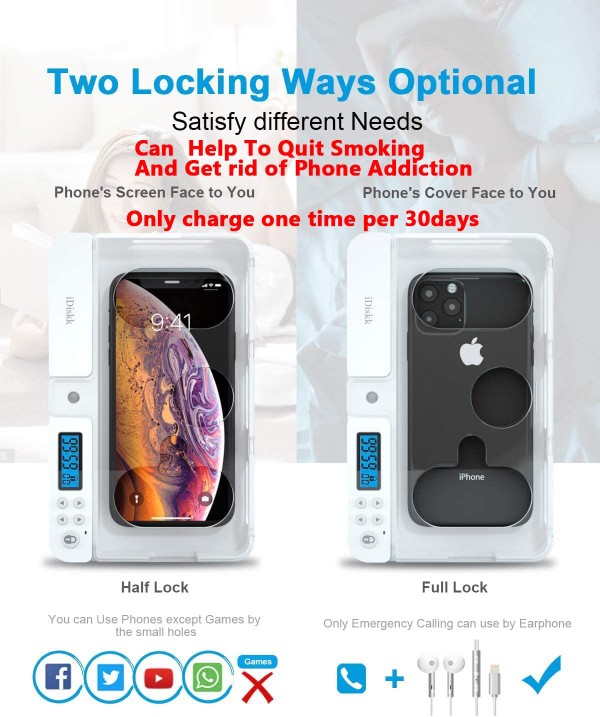 celulares y tabletas - iDiskk Portable Smart Auto Phone Timer Lock Box para iPhone y telefonos Android 1