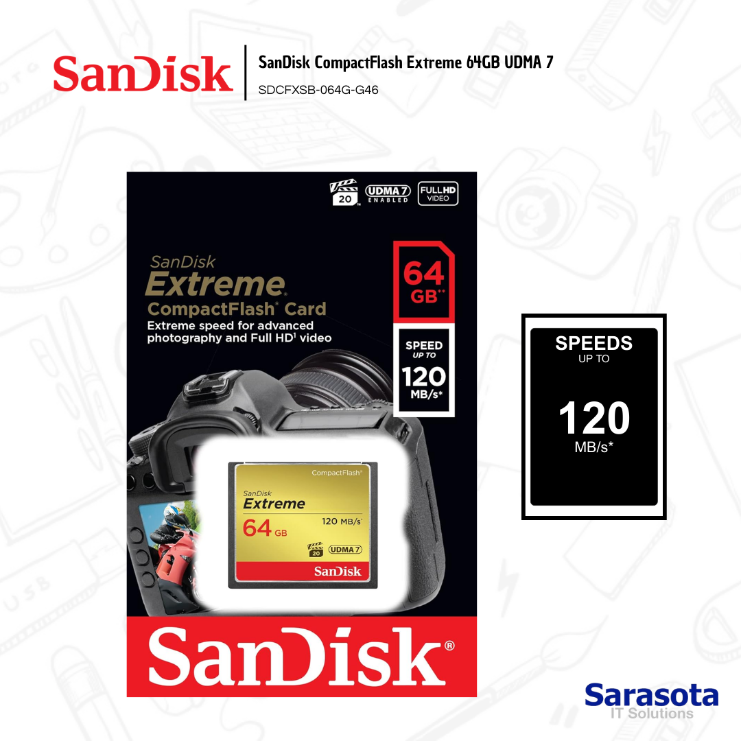 accesorios para electronica - SanDisk CompactFlash Extreme 64GB UDMA 7 0