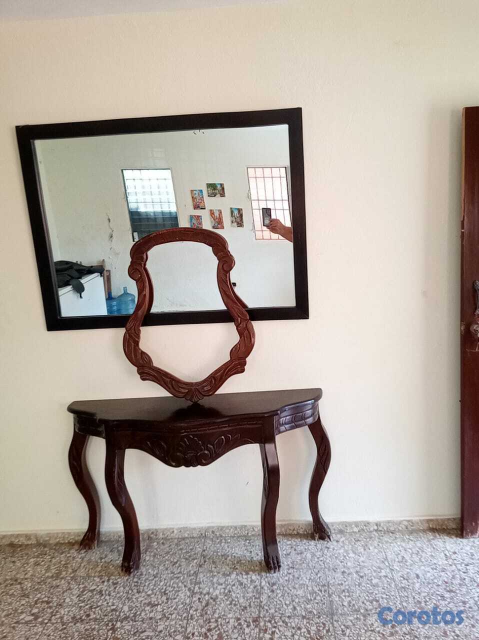 muebles y colchones - repisa en caoba con su marco para el espejo 1