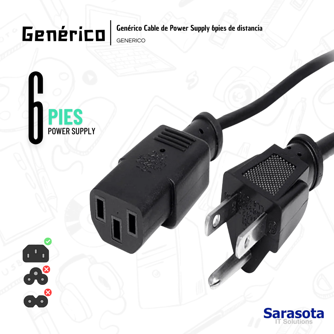 accesorios para electronica - Cable de poder o de fuente de 6 pies