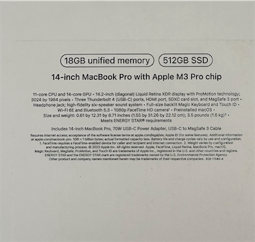 computadoras y laptops - MacBook Pro 14 M3 Pro RAM 18GB 512GB SSD Nueva Sellada  1