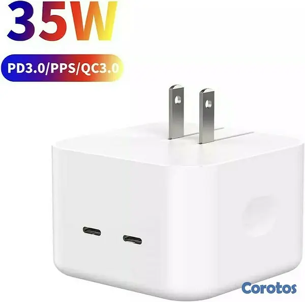 accesorios para electronica - Adaptador de corriente compacto con puerto USB-C doble de 35 W 6