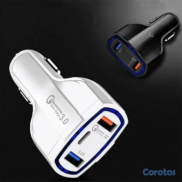 otros electronicos - Cargador de vehículos de 3 puertos carga rapida con puerto tipo C 3