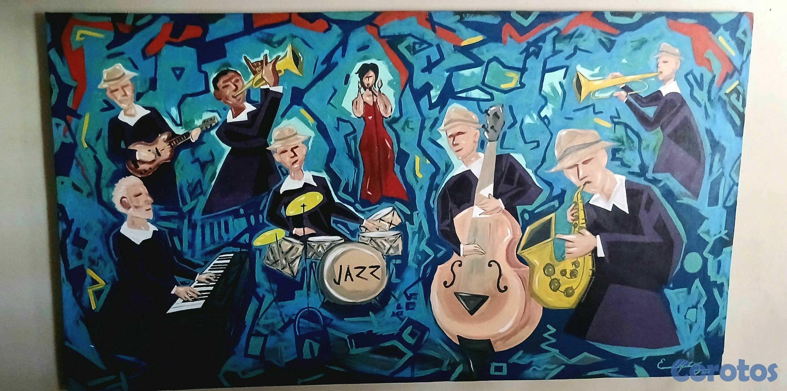 arte y antigüedades - Obra jazz y el sonido de los colores